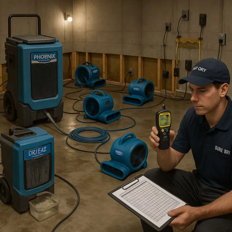 Structural Drying and Dehumidification process in Blue Earth, MN